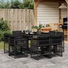 vidaXL Ensemble &agrave; manger de jardin 9pcs coussins noir r&eacute;sine tress&eacute;e