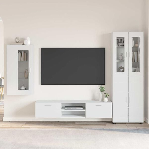 vidaXL Ensemble meuble TV avec tiroir FLORIN Blanc Bois d'ing&eacute;nierie