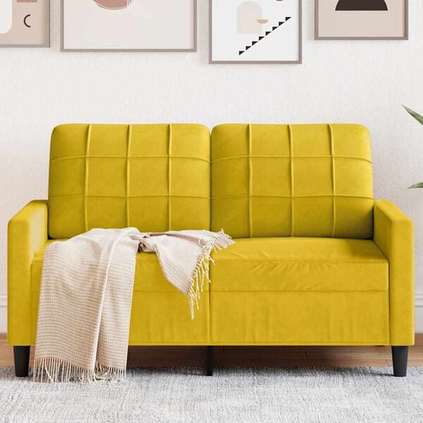 vidaXL Canapé à 2 places Jaune 120 cm Velours