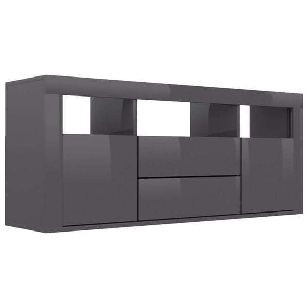 vidaXL Meuble TV Gris brillant 120x30x50 cm Bois d'ingénierie