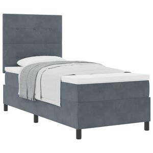 vidaXL Lit &agrave; ressorts avec matelas Gris fonc&eacute; 90 x 190 cm Velours