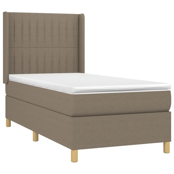 vidaXL Sommier &agrave; lattes de lit avec matelas Taupe 100x200 cm Tissu