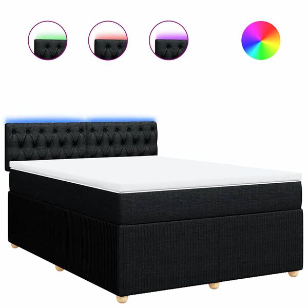 vidaXL Sommier &agrave; lattes de lit avec matelas Noir 160x200 cm Tissu