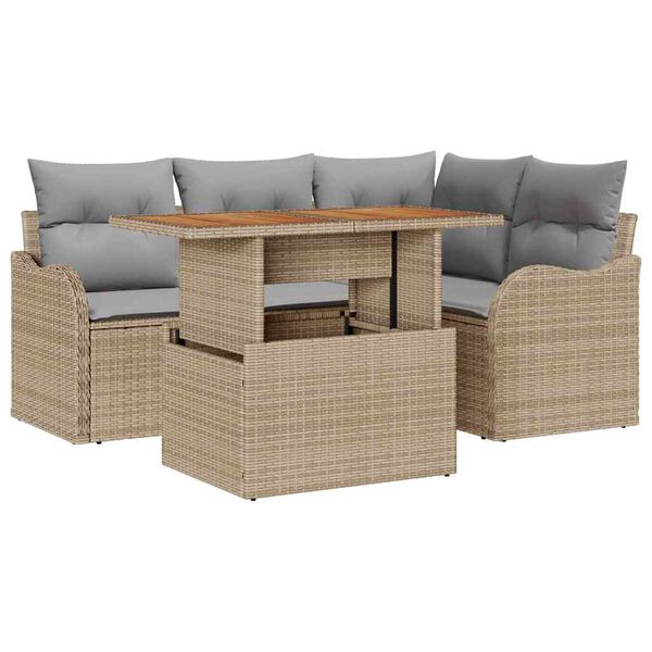 vidaXL Ensemble de canap&eacute; de jardin 5 pcs beige et gris clair