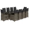 vidaXL Ensemble de bistro de jardin 11 pcs coussins gris poly rotin