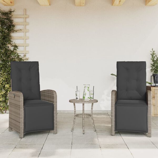 vidaXL Chaises inclinables de jardin lot de 2 et repose-pied rotin