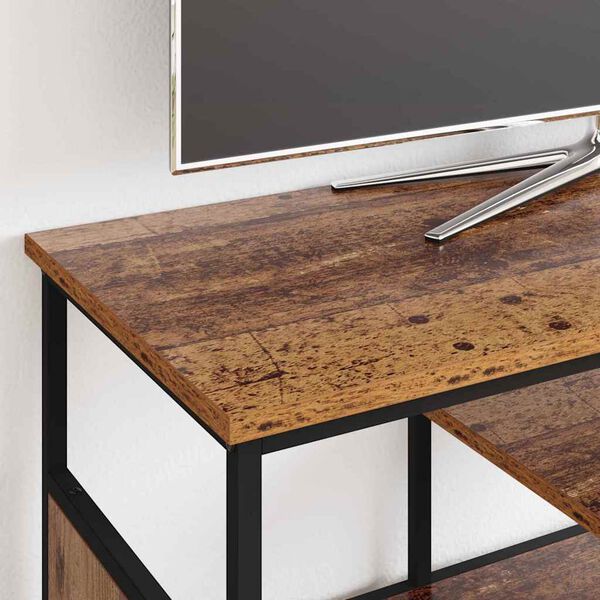 vidaXL Meuble TV Bois Ancien 100 x 35 x 45 cm Bois d'ing&eacute;nierie et fer