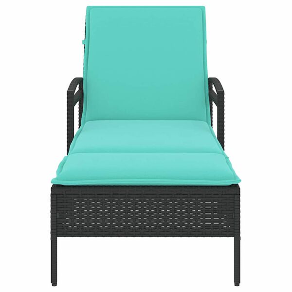 vidaXL Chaise longue avec coussin Noir 63 x 200 x 81 cm R&eacute;sine tress&eacute;e (&Eacute;tats-Unis uniquement)