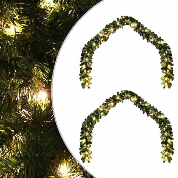 vidaXL Guirlande de Noël avec 600 LED 2 pcs Vert PVC