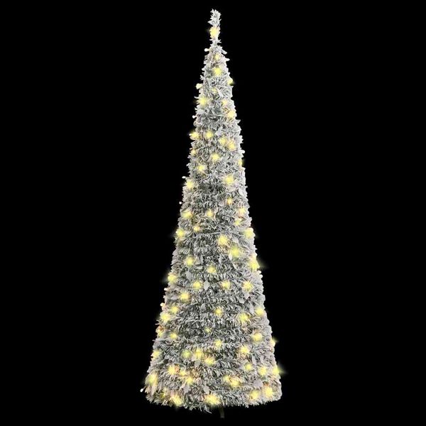 vidaXL Sapin de No&euml;l artificiel escamotable neige floqu&eacute;e 50 LED 120cm
