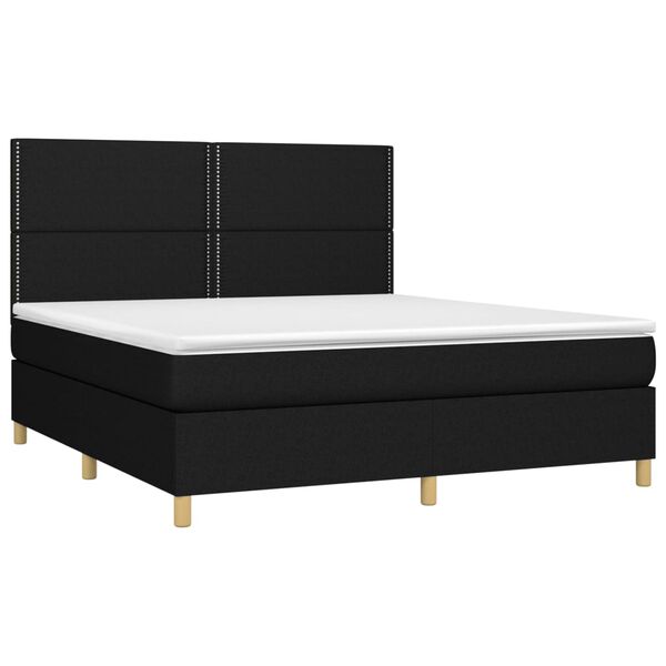vidaXL Sommier &agrave; lattes de lit avec matelas Noir 180x200 cm Tissu