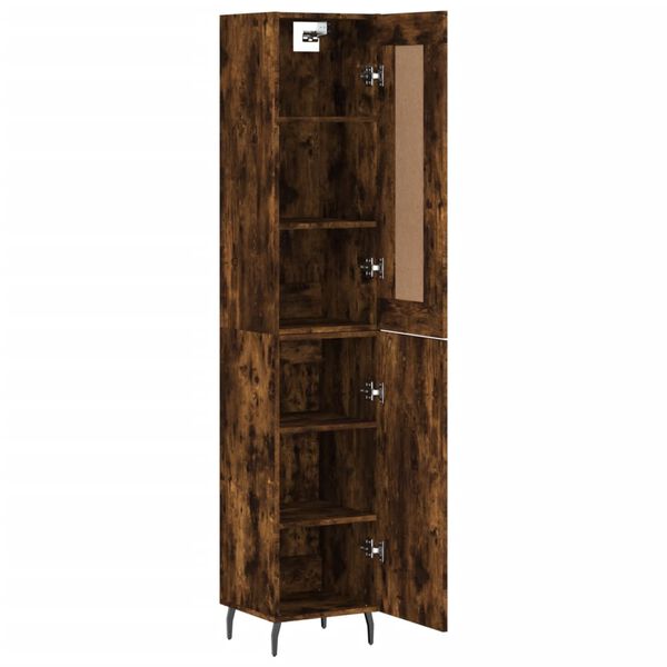 vidaXL Buffet haut Ch&ecirc;ne fum&eacute; 34,5x34x180 cm Bois d'ing&eacute;nierie