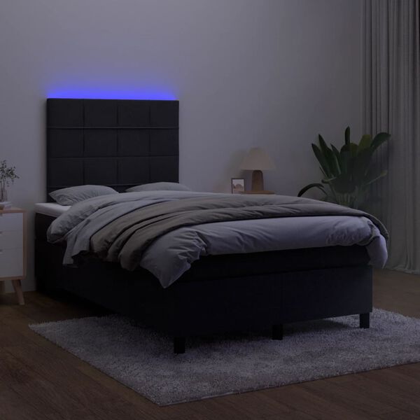 vidaXL Sommier &agrave; lattes de lit et matelas LED noir 120x190 cm velours