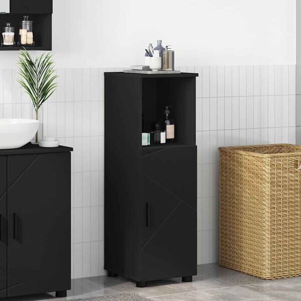 vidaXL Cabinet de salle de bain avec stockage Noir 30 x 35 x 95 cm