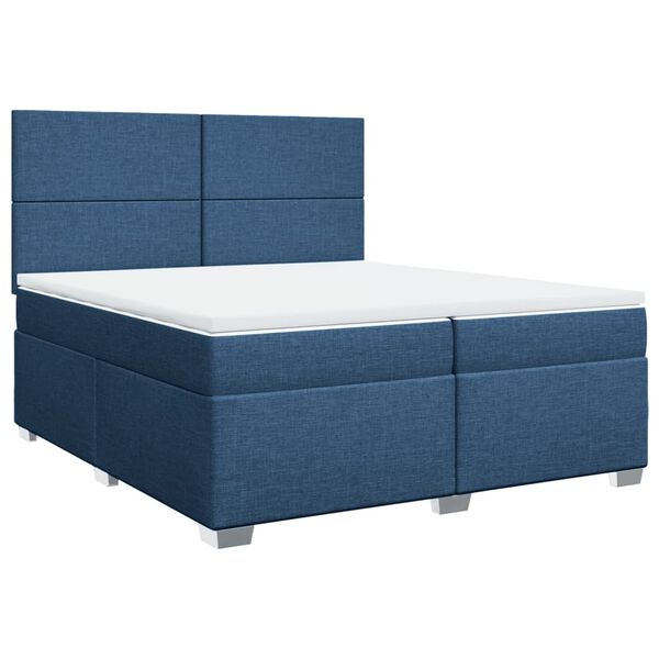 vidaXL Sommier &agrave; lattes de lit avec matelas Bleu 200x200 cm Tissu