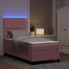 vidaXL Lit &agrave; ressort LED avec matelas Rose 90 x 190 cm tissu