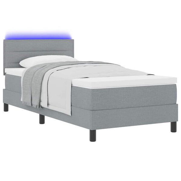 vidaXL Lit &agrave; ressorts avec matelas Gris clair 100 x 200 cm tissu