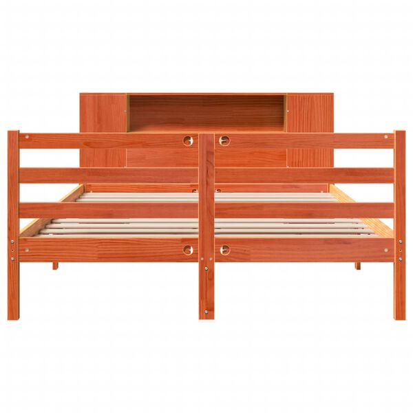 vidaXL Lit biblioth&egrave;que sans matelas cire marron 150x200 cm pin massif