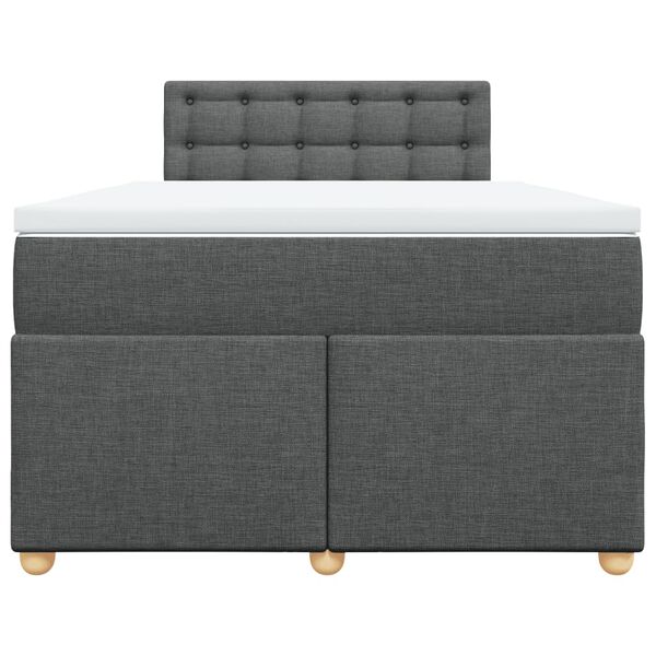 vidaXL Sommier &agrave; lattes de lit avec matelas Gris fonc&eacute; 120x200cm Tissu