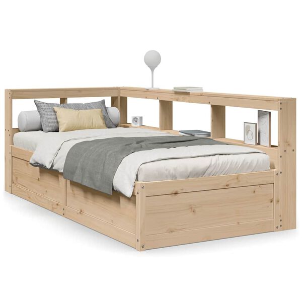 vidaXL Lit biblioth&egrave;que sans matelas 90x190 cm bois de pin massif