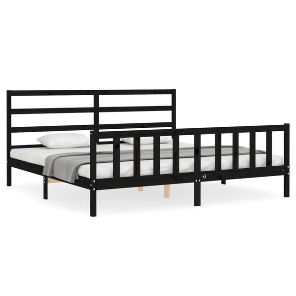 vidaXL Cadre de lit sans matelas noir 200x200 cm bois massif de pin