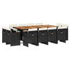 vidaXL Ensemble &agrave; manger de jardin 13 pcs coussins noir r&eacute;sine tress&eacute;e