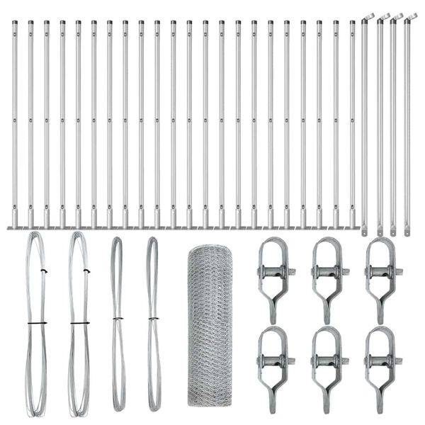 vidaXL Poteau de cl&ocirc;ture. Argent&eacute; 50 x 0,8 m (mesh de 25 mm) Acier