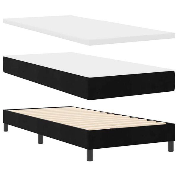 vidaXL Lit &agrave; ressorts avec matelas Noir 80 x 200 cm Velours