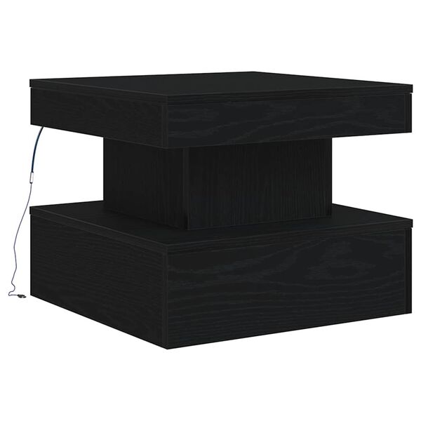 vidaXL Table basse avec lumières LED chêne noir 50x50x40 cm