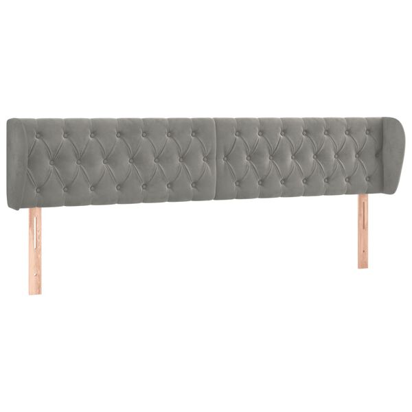 vidaXL Tête de lit avec oreilles Gris clair 183x23x78/88 cm Velours