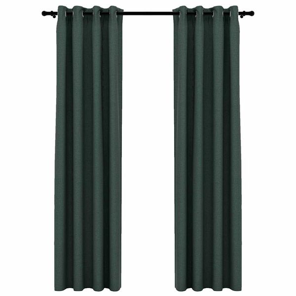 vidaXL Rideaux occultants Aspect lin avec œillets 2 pcs Vert 140x245cm