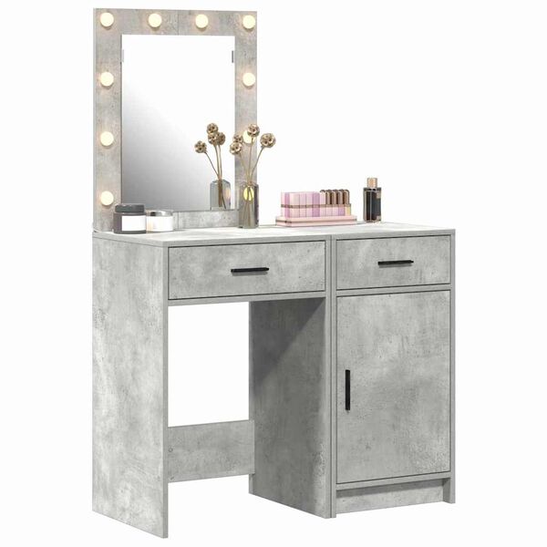 vidaXL Table de Toilette 2 pcs Gris 50 x 41 x 135 cm Bois d'ing&eacute;nierie