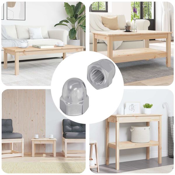 vidaXL Noix Acorn 2 pcs Argent&eacute; 12,8 x 12,8 x 6,5 cm Acier