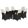 vidaXL Ensemble &agrave; manger de jardin coussins 7 pcs noir r&eacute;sine tress&eacute;e