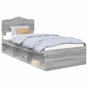 vidaXL Cadre de lit Gris Sonoma 90 x 190 cm Bois de pin massif