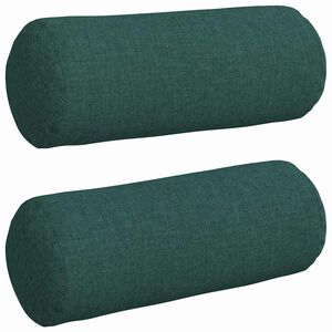 vidaXL Coussins d'accent 2 pcs Vert fonc&eacute; &Oslash; 15 x 40 cm tissu