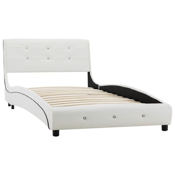 vidaXL Lit avec matelas à mémoire de forme Blanc Similicuir 90x200 cm