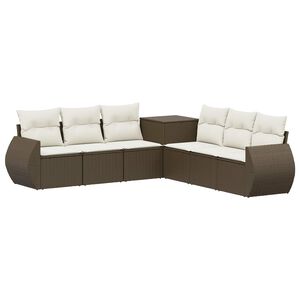 vidaXL Ensemble de Canap&eacute;s 7 pc Marron et cr&egrave;me blanche