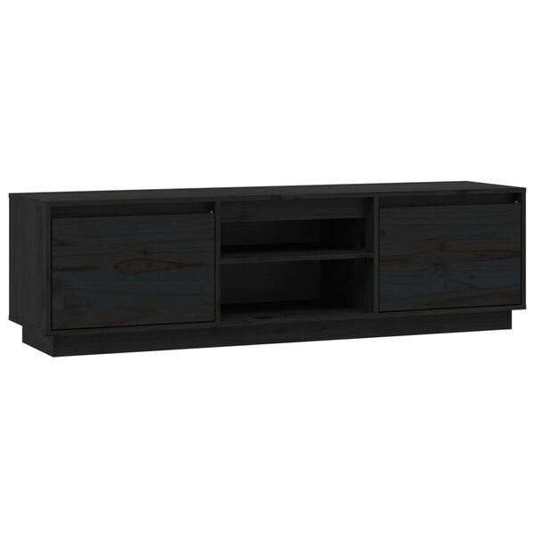 vidaXL Meuble TV Noir 140x35x40 cm Bois de pin massif