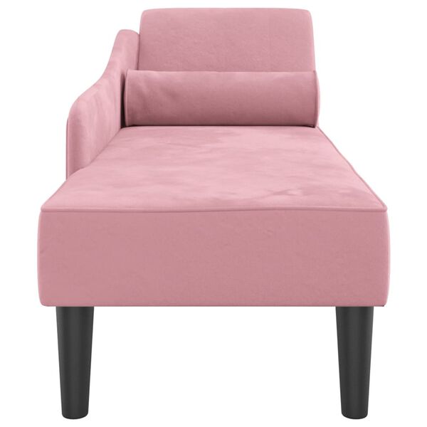 vidaXL Chaise longue avec coussins rose velours