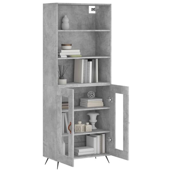 vidaXL Buffet haut Gris b&eacute;ton 69,5x34x180 cm Bois d'ing&eacute;nierie