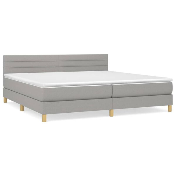 vidaXL Sommier &agrave; lattes de lit avec matelas Gris clair 200x200cm Tissu