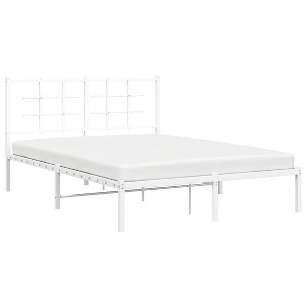 vidaXL Cadre de lit métal sans matelas et tête de lit blanc 140x190 cm