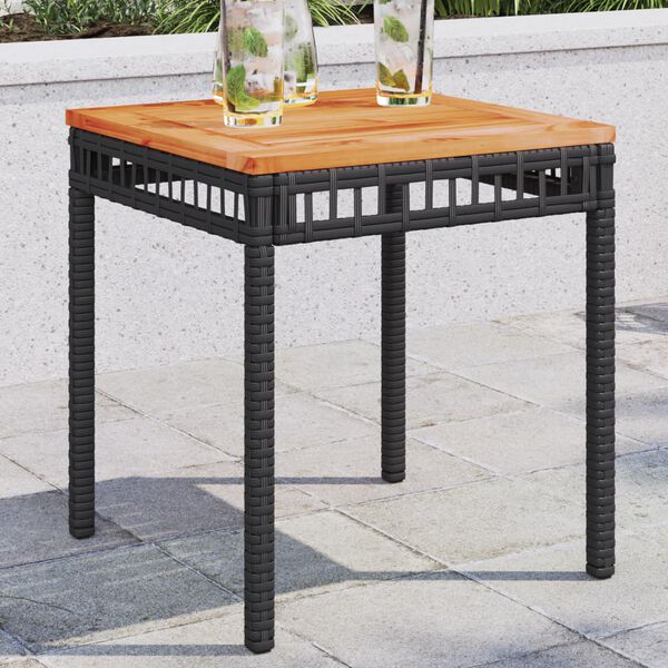 vidaXL Table de jardin noir 38x38x42 cm r&eacute;sine tress&eacute;e et bois acacia