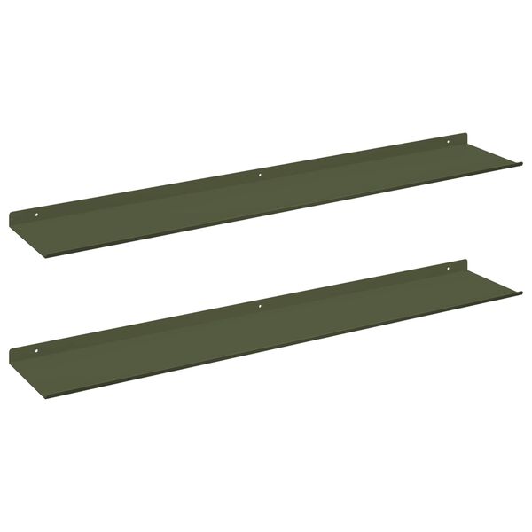 vidaXL &Eacute;tag&egrave;re flottante 2 pcs Vert olive 100 x 18 x 2,5 cm Acier