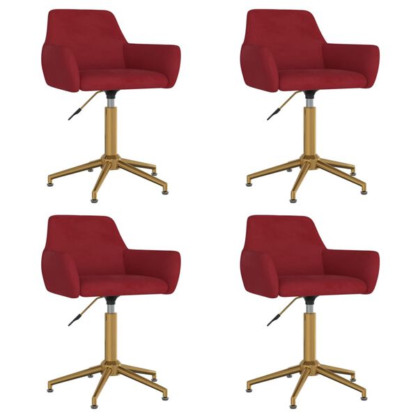 vidaXL Chaises &agrave; manger pivotantes lot de 4 Rouge bordeaux Velours