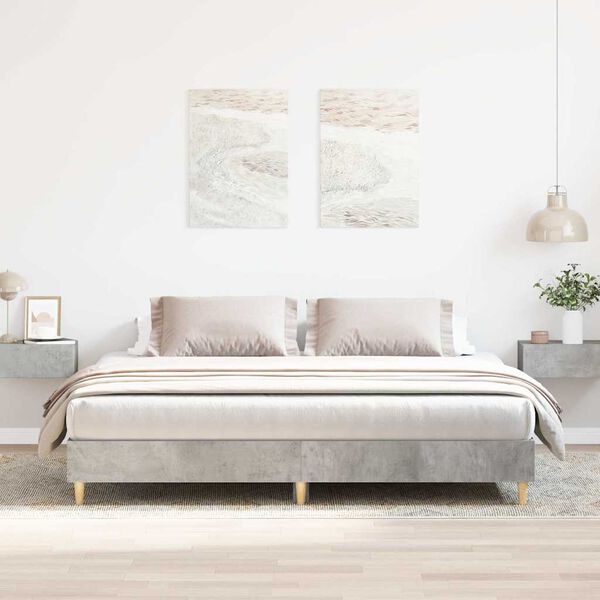 vidaXL Cadre de lit sans matelas gris b&eacute;ton 200x200 cm bois ing&eacute;nierie