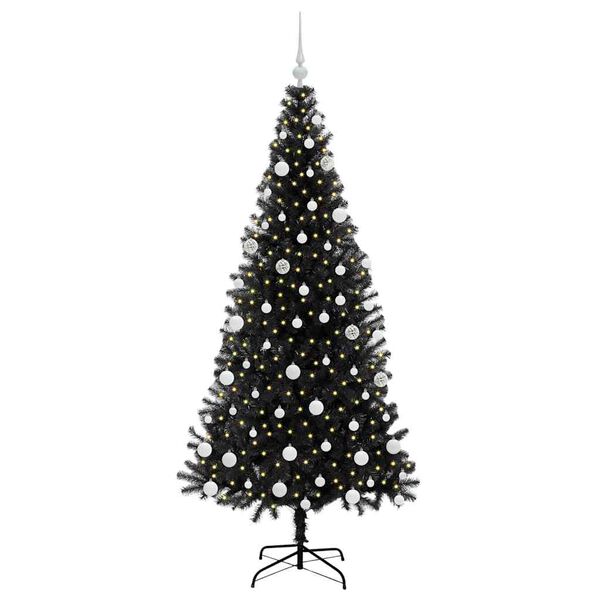 vidaXL Sapin de Noël avec 300 LED avec support Noir 180 cm PVC
