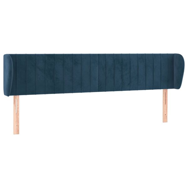 vidaXL T&ecirc;te de lit avec oreilles Bleu fonc&eacute; 183x23x78/88 cm Velours