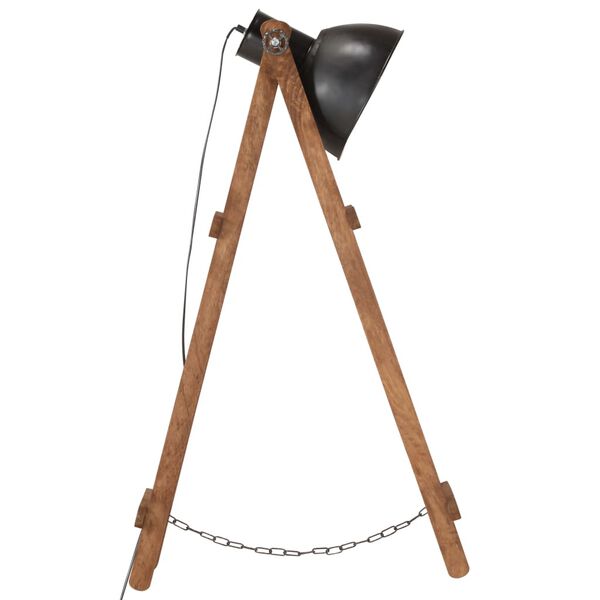 vidaXL Lampadaire Noir E27 Bois de manguier massif
